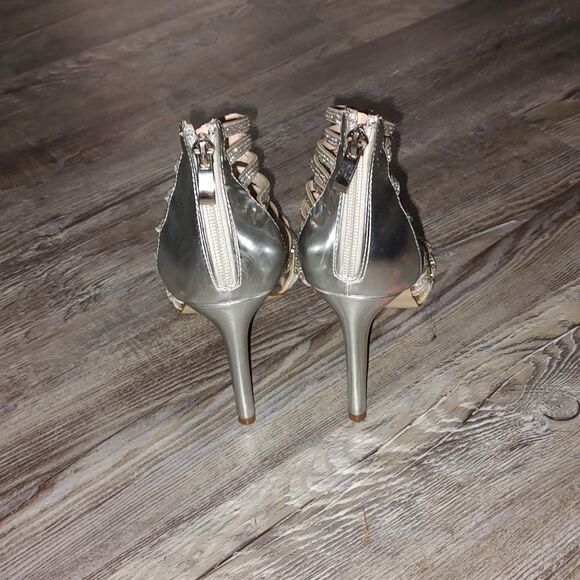 Italina   gladiator bling strappy  silver heels  Sz 9 - Picture 4 of 8